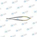 CASTROVIEJO Micro needle holder flat handle TC cross serrated jaws