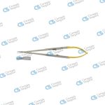 Micro needle holder, round handle stream lined diamond coated jaws straight