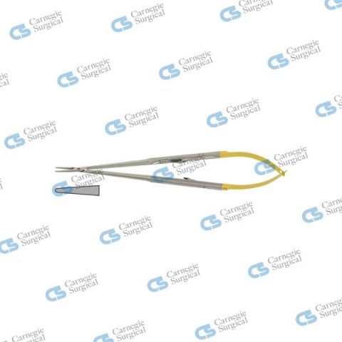 Micro needle holder, round handle stream lined diamond coated jaws straight