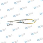Micro needle holder round handle stream lined diamond coated jaws curved