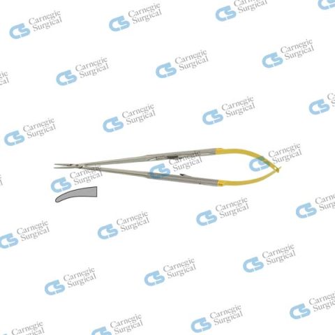 Micro needle holder round handle stream lined diamond coated jaws curved