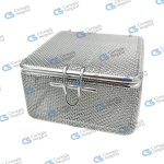 Fine mesh trays with fixed lids & locking clips